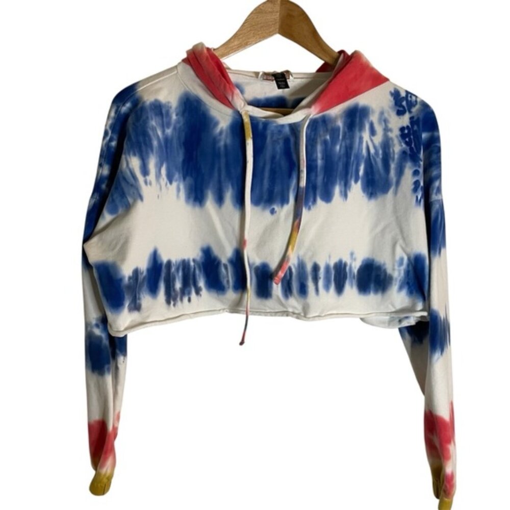 Beach Riot Red White and Blue Tie-Dye Crop Hoodies Size Small active wear